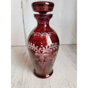 Egermann ruby red cut glass decanter grape leaf‎ home decor figure